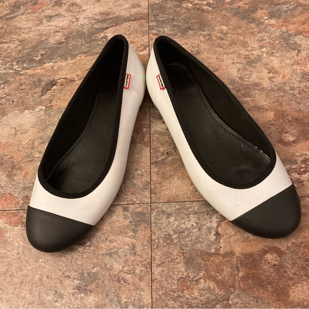 Hunter Black and White Original Tour Waterproof Flats